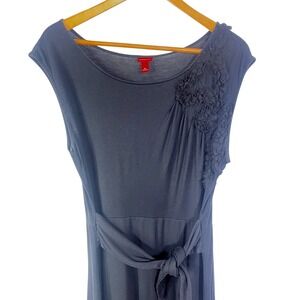 Merona Black Dress Women's M Jersey Knit Sleeveless Lace Shoulder Tie Waist